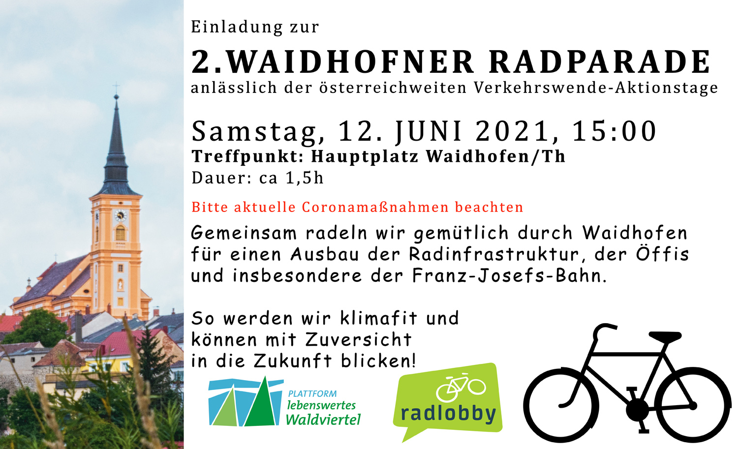 Einladung 2. Radparade Waidhofen/Thaya