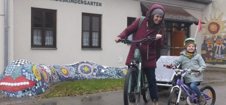 Radfahrerinnen des Winters