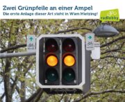 Erstmals in Österreich: Zwei Rad-Grünpfeile an einer Ampel